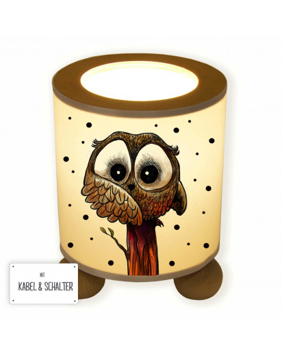 Tischlampe Nachttischlampe Leselampe Schlummerlampe Lampe Eule auf Stamm mit Punkten table lamp reading light snooze lamp owl on branch with dots tl063