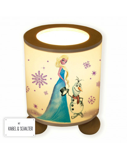 Tischlampe Nachttischlampe Leselampe Schlummerlampe Lampe Schneekönigin und Schneemann Ole mit Schneeflocken table lamp reading light snooze lamp snow queen and snowman Ole with snowflakes tl067