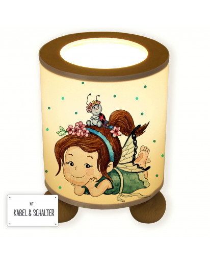 Lampe Tischlampe Nachttischlampe Kinderlampe Schlummerlampe mit Schalter Fee Elfe mit Marienkäfer und Punkten table lamp elf fairy with ladybugs and dots tl070.jpg