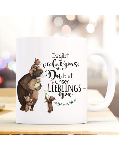 Tasse Becher mit Spruch unser Lieblingsopa & Bär Opa Opabär Bärenkinder Enkel Kinder Motiv Kaffeebecher Geschenk ts1088