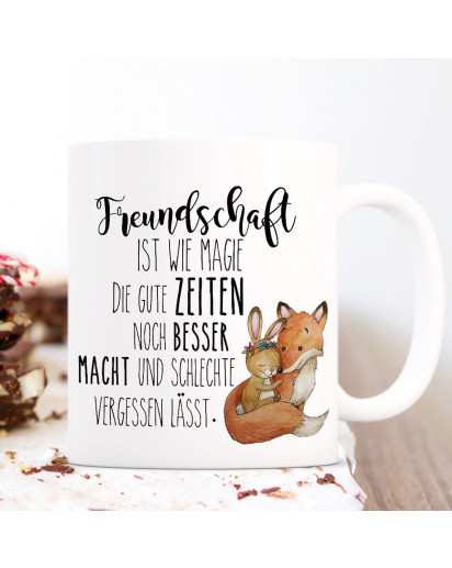 Tasse Becher mit Fuchs & Spruch Du bist wundervoll Geschenk Kaffeetasse ts842 