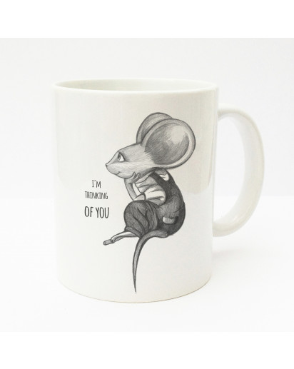 Tasse Becher Kaffeetasse Kaffeebecher Kindertasse Kinderbecher Tasse süße Maus Mäuschen mit Spruch ich denk an dich cup mug kids cup kids mug coffee cup coffee mug cute mouse with saying i am thinking of you ts152