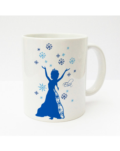 Tasse Becher Kaffeetasse Kaffeebecher Kindertasse Kinderbecher Schneeflocken Schneekristalle und Schneekönigin mit Wunschnamen in blau cup mug kids cup kids mug coffee cup coffee mug snowflakes snow crystals and snow queen with desired name in blue ts167