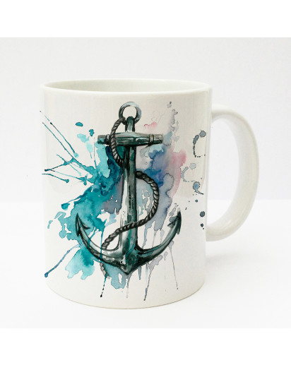 Tasse Becher Kaffeetasse Kaffeebecher Kindertasse Kinderbecher Tasse Anker mit Tau maritim blau pink cup mug kids cup kids mug coffee cup coffee mug anchor with rope maritime blue pink ts180