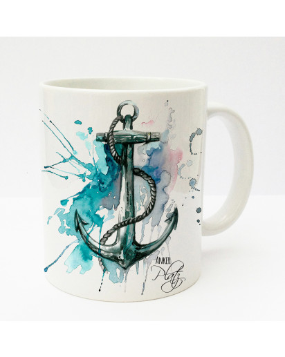 Tasse Becher Kaffeetasse Kaffeebecher Kindertasse Kinderbecher Tasse Anker mit Tau maritim mit Spruch Ankerplatz blau pink cup mug kids cup kids mug coffee cup coffee mug anchor with rope maritime with saying anchorage blue pink ts181