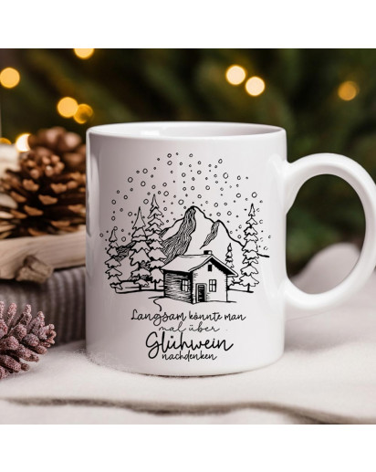 Campingbecher Edelstahl mit Karabiner Tasse Becher Glühweinbecher Glühweintasse Spruch über Glühwein nachdenken Geschenk Weihnachten Winter Bundle96 ts2141 cb024