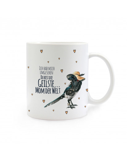 Tasse Elster mit Spruch Ich hab mich umgesehen... cup magpie with saying I looked around... ts262