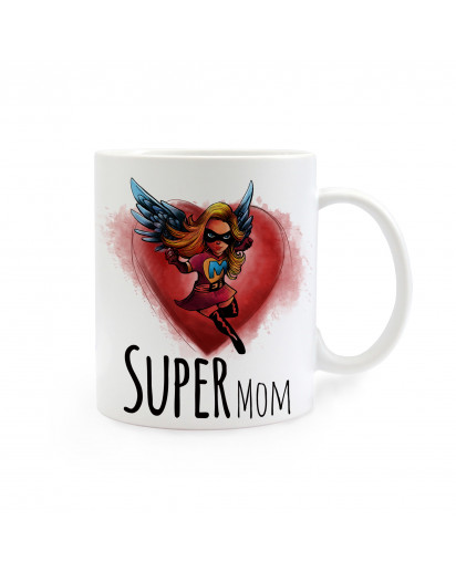 Tasse Muttertag mit Superheld und Spruch Super Mom cup mother's day with superhero and saying super mom ts267
