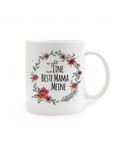 Tasse Muttertag mit Blumen und Spruch Es gibt nur eine beste Mama...meine cup mother's day with flowers and saying there is only one best mom ... mine ts270