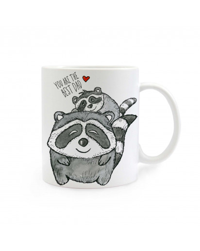 Tasse Waschbären mit Herz und Spruch you are the best dad cup racoons with heart and saying you are the best dad ts274