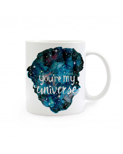Tasse mit Universum Sternen Planeten und Spruch you're my universe cup with outer space stars planets and saying you're my universe ts288