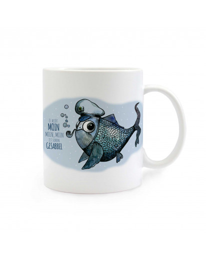 Tasse Käpt'n Fisch mit Spruch es heißt Moin... Cup captain fish with saying it's called moin… ts291