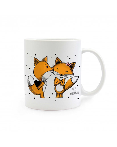 Tasse bunte Füchse mit Punkten und Spruch mit dir ist es am schönsten cup colorful foxes with dots and saying with you it is most beautiful ts294