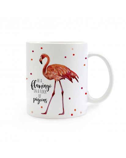 Tasse Becher Kaffeetasse Kaffeebecher Kindertasse Kinderbecher Flamingo mit Punkten und Spruch be a flamingo... Mug cup coffee mug coffe cup child mug child cup flamingo with dots saying be a flamingo… ts304