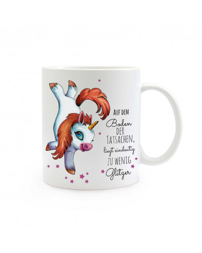 Tasse Becher Kindertasse Kinderbecher Kaffeetasse Kaffeebecher Einhorntasse Einhorn mit Spruch auf dem Boden der Tatsachen... cup mug coffee cup coffee mug children cup children mug unicorn with saying on the ground of facts... ts331