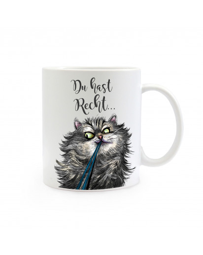 Tasse Becher Kaffeetasse Kaffeebecher Kindertasse Kinderbecher Katze Kater mit Spruch Zitat Du hast Recht.. cup mug children cup children mug coffee cup coffee mug cat with saying quote you're right… ts385