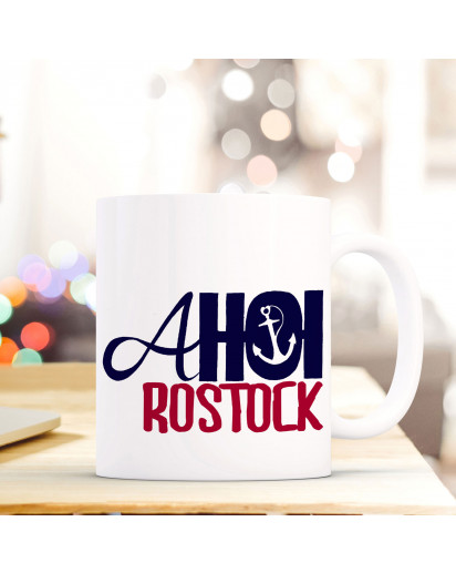 Becher Tasse Kaffeetasse Kaffeebecher Maritim mit Anker und Spruch Ahoi Rostock Cup mug maritim with anchor and quote saying Rostock ahoy ts418_H.jpg