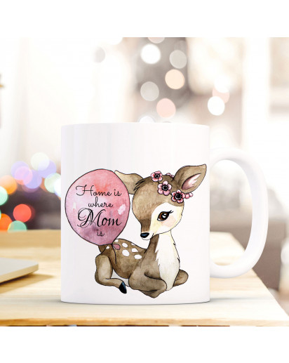 Becher Tasse Kaffeetasse Kaffeebecher Waschbär mit Spruch Home is where mom is Cup mug coffee mug raccoon with quote saying home is where mom is ts423_H.jpg