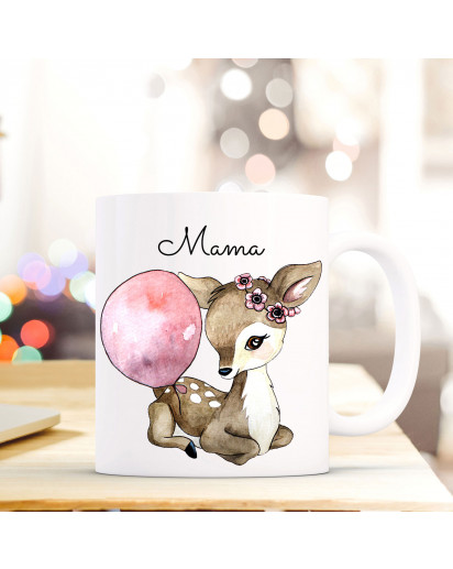 Becher Tasse Kaffeetasse Kaffeebecher Reh Rehkitz mit Luftballon und Spruch Mama Cup mug coffee mug deer fawn with balloon and quote saying mama ts426_H.jpg