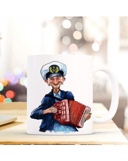 Tasse Becher Kaffeetasse Kaffeebecher Maritim mit Kapitän Seemannsopi und Akkordeon Cup mug coffee cup coffee mug maritime with captain grandpa and accordion ts445_H.jpg