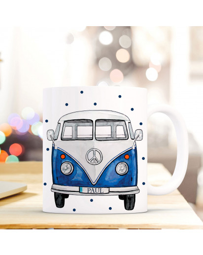 Tasse Becher Kaffeetasse Kaffeebecher Surfbus mit Name Wunschname und Spruch ts669