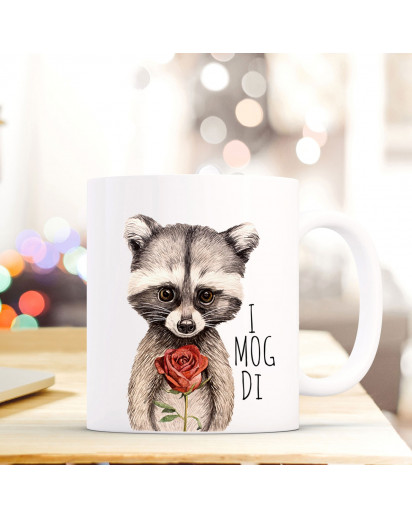 Tasse Becher Kaffeebecher mit Waschbär & Spruch I mog di Kaffeebecher Geschenk ts671