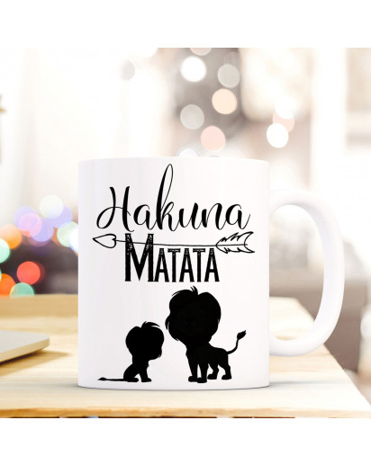 Maritime Tasse Becher Kaffeebecher mit Löwen & Spruch Hakuna Matata Kaffeebecher Geschenk ts677