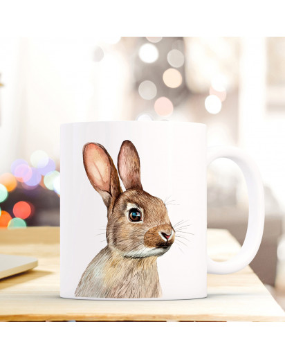 Tasse Becher mit Hase Häschen Geschenk mit Tiermotiv Kaffeetasse Hasentasse Kaffeebecher ts742