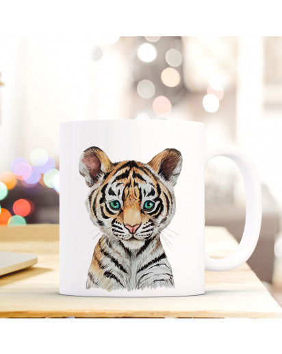 Tasse Becher mit Tiger Raubkatze Geschenk mit Tiermotiv Kaffeetasse Tigertasse Kaffeebecher ts746