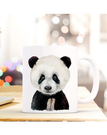 Tasse Becher mit Panda Geschenk mit Tiermotiv Kaffeetasse Pandatasse Kaffeebecher ts747