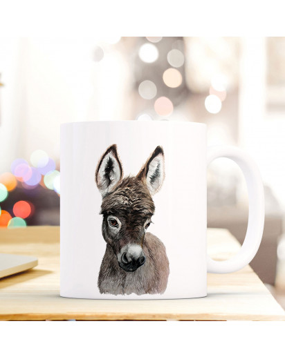 Tasse Becher mit Esel Geschenk mit Tiermotiv Kaffeetasse Eseltasse Kaffeebecher ts749