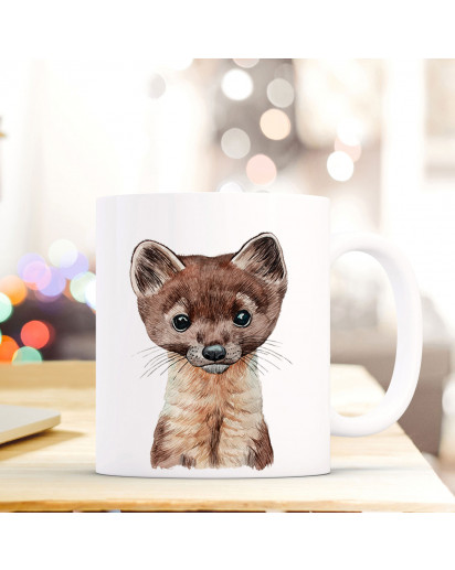 Tasse Becher mit Marder Geschenk mit Tiermotiv Kaffeetasse Mardertasse Kaffeebecher ts750