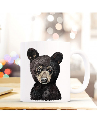 Tasse Becher mit Bärchen Braunbär Geschenk mit Tiermotiv Bären Junges Kaffeetasse Bärchentasse Kaffeebecher ts752