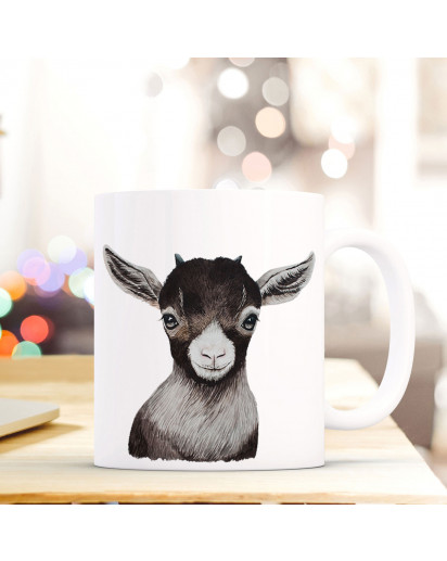 Tasse Becher mit Zicklein Geschenk mit Tiermotiv Kaffeetasse Zickleintasse Kaffeebecher ts754