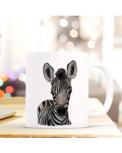 Tasse Becher mit Zebra Fohlen Geschenk mit Tiermotiv Kaffeetasse Zebratasse Kaffeebecher ts757