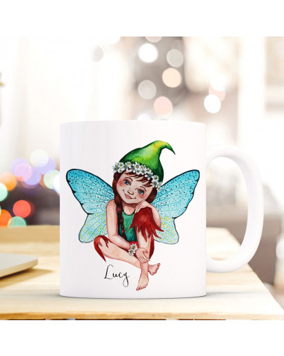 Tasse Becher mit Fee Elfe Geschenk mit Feenmotiv Kaffeetasse Elfentasse mit Namen Wunschnamen Kaffeebecher ts796