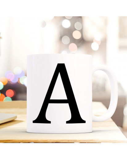 Tasse Becher mit Buchstabe A Geschenk mit Buchstabenmotiv Kaffeetasse Buchstabentasse mit großem A Kaffeebecher ts800