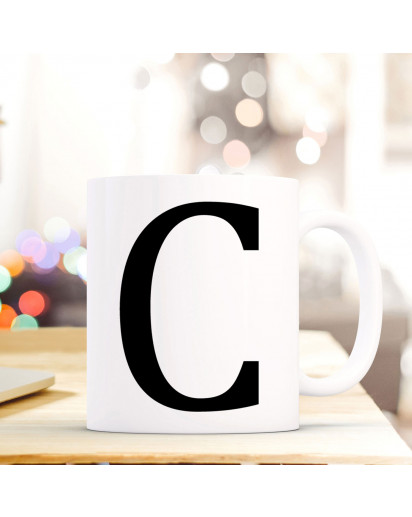 Tasse Becher mit Buchstabe C Geschenk mit Buchstabenmotiv Kaffeetasse Buchstabentasse mit großem C Kaffeebecher ts802