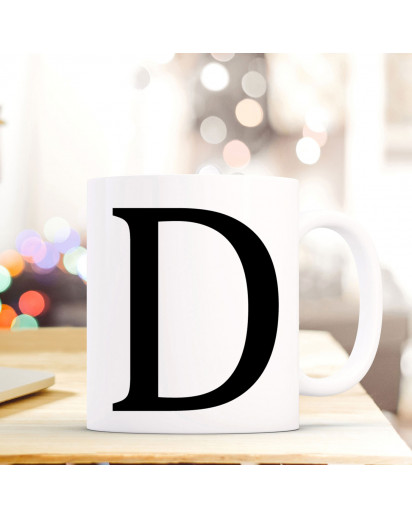 Tasse Becher mit Buchstabe D Geschenk mit Buchstabenmotiv Kaffeetasse Buchstabentasse mit großem D Kaffeebecher ts803