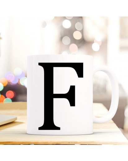 Tasse Becher mit Buchstabe F Geschenk mit Buchstabenmotiv Kaffeetasse Buchstabentasse mit großem F Kaffeebecher ts805