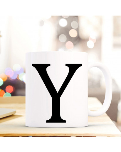 Tasse Becher mit Buchstabe Y Geschenk Kaffeetasse Buchstabentasse mit großem Y Kaffeebecher ts823