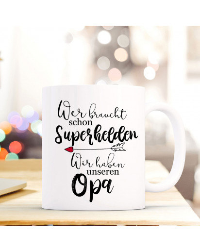 Tasse Becher mit Spruch Superhelden unseren Opa Kaffeebecher Geschenk Spruchbecher ts844