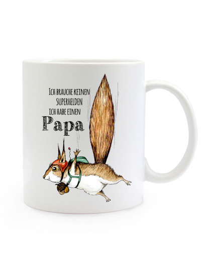 Tasse Becher Eichhörnchen & Spruch Superhelden ich habe Papa Kaffeebecher Geschenk Spruchbecher ts861