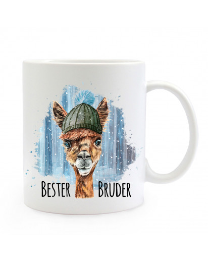 Tasse Becher mit Lama & Spruch Bester Bruder Kaffeebecher Geschenk Spruchbecher ts865