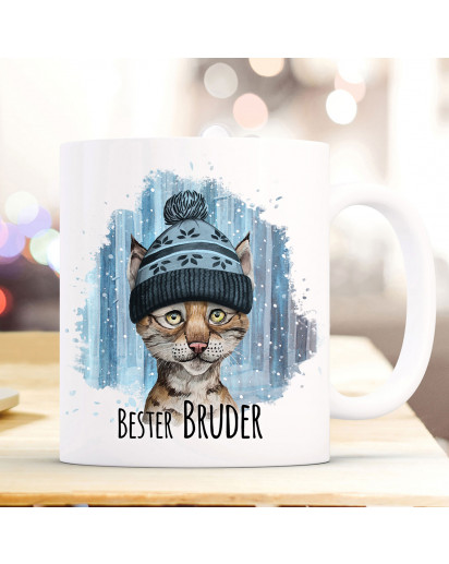Tasse Becher mit Luchs & Spruch Bester Bruder Kaffeebecher Geschenk Spruchbecher ts866
