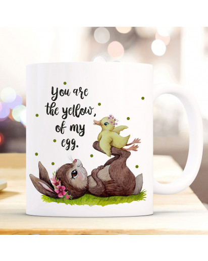 Tasse Becher Motiv Hase & Ente Spruch You are the yellow of my egg Kaffeebecher Geschenk Spruchbecher ts940