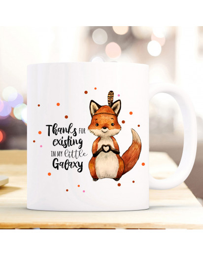 Tasse Becher Motiv Fuchs Indianerfuchs Spruch Thanks for existing... Kaffeebecher Geschenk Spruchbecher ts941