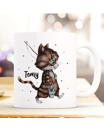 Tasse Becher Kater Katze Kätzchen Angelkatze Angel mit Name Wunschname Kaffeebecher Geschenk Spruchbecher ts957