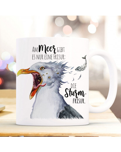 Tasse Becher Kaffeetasse Möwe Vogel Spruch Die Sturmfrisur Kaffeebecher Geschenk Spruchbecher ts979