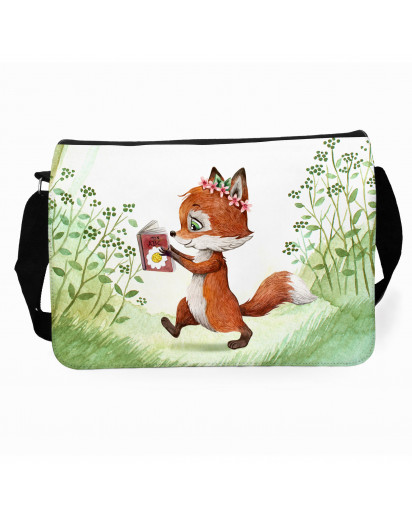 Schultertasche Schultasche Tasche Umhängetasche Fuchs Füchschen mit Buch Geschenk tsu85